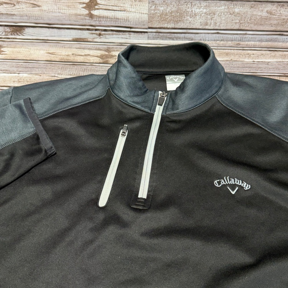 Callaway 1/4 Zip Pullover‎ Mens XXL Black Gray Long Sleeve Golf Jacket